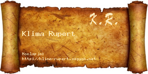 Klima Rupert névjegykártya